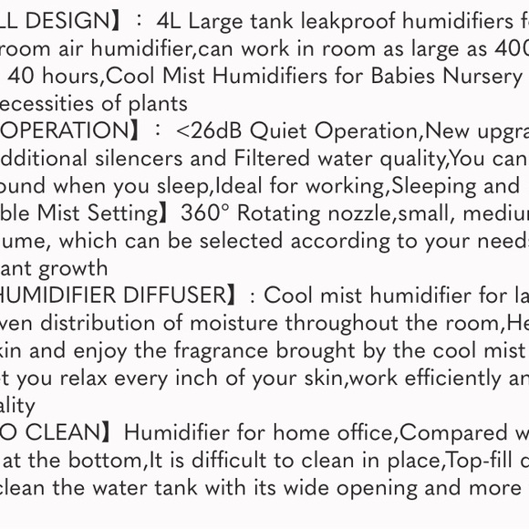 Humidifiers for Large Room,4L Humidifiers for Bedroom,Top Fill Mist Humidifiers - Picture 7 of 7